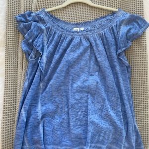 Blue gap off the shoulder top